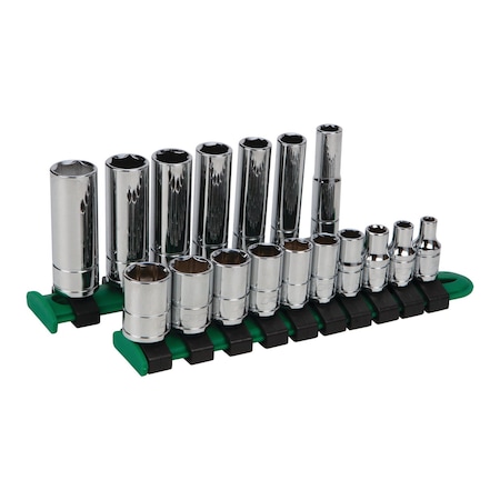 Performance Tool 17 pc. 1/4 in. Dr. SAE Socket Set, SAE Sockets, Chrome Vanadium Steel W36301