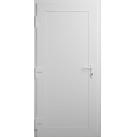 Vdomdoors Front Exterior Prehung Metal-Plastic Door, Manux 8111 White Silk, Office Commercial and Residential MANUX8111EXD-WS-W36xH80-RH