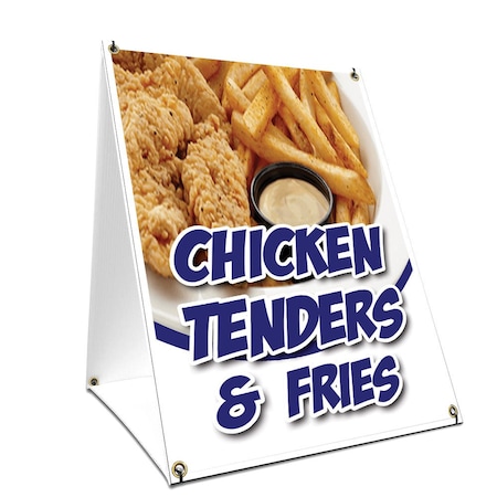 Signmission Chicken Tenders And Fries, 36 Inch x 24 Inch A-frame Yard Sign, Plastic Sign SBC-2436-Chicken Tenders And Fries