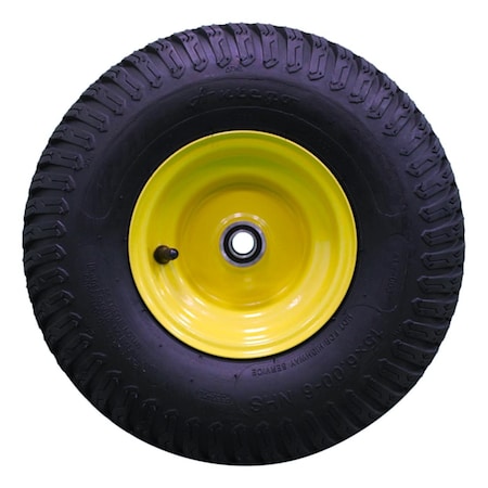 Antego 15 x 6-6 in Lawn Mower Tire & Wheel, 4 Ply, John Deere Yellow, 2 PK A6450060304156006