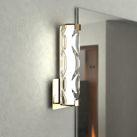Vaxcel Marseille 1 Light LED Brass Bathroom Vanity Fixture Clear Glass W0358