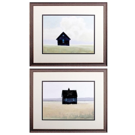 Homeroots Set Of Two Lonely Landscape Wood Brown Framed Wall Art, 2PK 476066