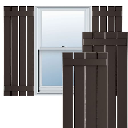 Ekena Millwork True Fit PVC Four Board Spaced Board-n-Batten Shutters, Raisin Brown , 23W x 45H, PR TFP101SBF23X045TB