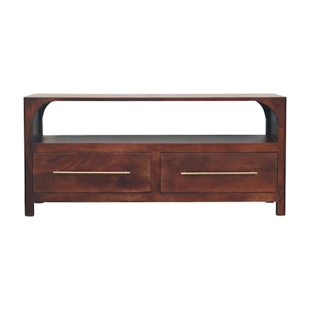 Homeroots 43in Brown Solid Wood Enclosed and Open Storage TV Stand 720017