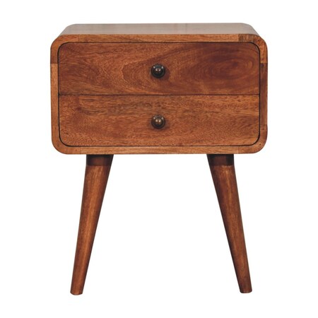 Homeroots 22" Brown Solid Wood Two Drawer Nightstand 651602