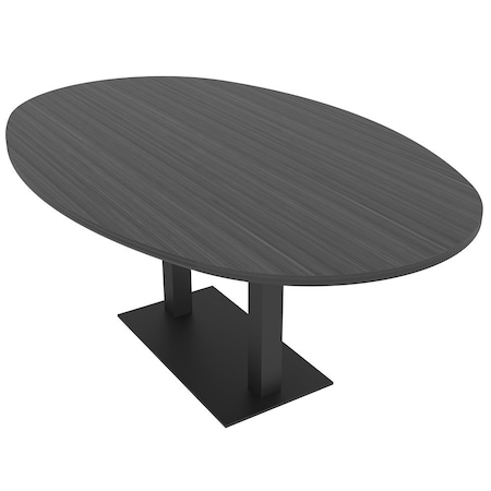 Skutchi Designs Boval Conference Table With Power Unit, 48 in W, 72 in L, Grey HAR-BOVL-48X72-DOU.BK-WA7949-NA