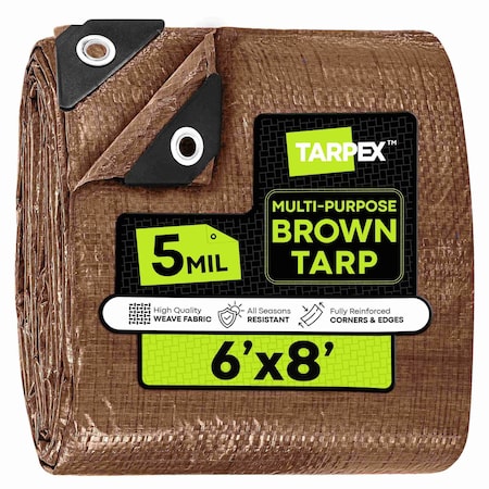 Tarpex Multipurpose Tarp, 6 ft x 8 ft, 5 Mil, Brown, Polyethylene BRT-TA-68