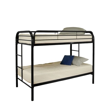 Homeroots Black Twin Over Twin Metal Bunk Bed 285197