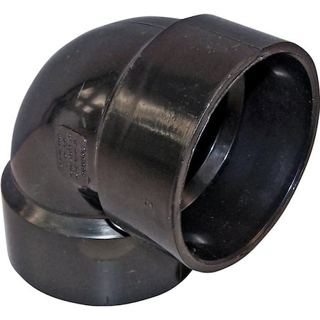 Genova CANPLAS Pipe Elbow, 2 in, Hub, 90 deg Angle, ABS, Black 102202BC