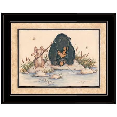 Homeroots Gone Fishing 2 Black Framed Print Wall Art 405323