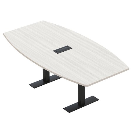 Skutchi Designs 7ft Boat Conference Table With Power | Harmony Series | 6 Person Meeting Room Table HAR-BOT-48X84-T.BK-WA7976-EBLK