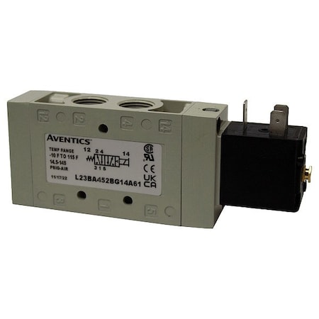 Aventics Solenoid Air Con Valve, Four-Way, 150 psi L23BA452B021K61