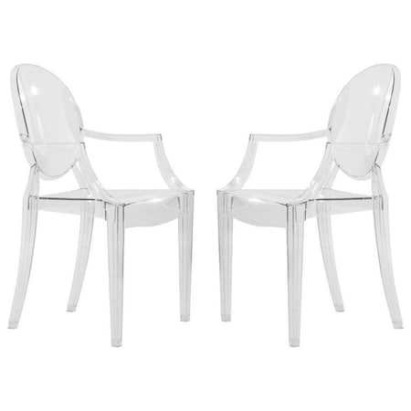 Leisuremod Carroll Modern Acrylic Chair, Clear, 2PK GC22CL2