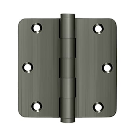 Deltana 3-1/2 x 3-1/2 x 1/4 Radius Hinge; Antique Nickel Finish DSB35R415A