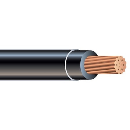 Unified Wire & Cable THHN Building Wire, Copper, 8 AWG, 1C, Black, Stranded, 1 ft 000000000020488305