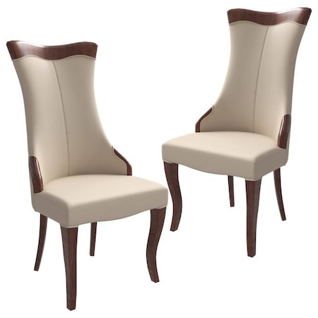 Leisuremod Novara Collection Modern Wooden Dining Chair in Light Taupe, 2PK NC20LTP2