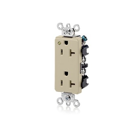 Leviton Hospital Grade Decora Receptacle, 20 Amp, 125 Volt 16362-PLI