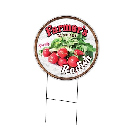 Signmission Farmers Market Radish Double Sided Corrugated Plastic Circle Yard Sign, C-16-CIR-DS-WS-Radish C-16-CIR-DS-WS-Radish