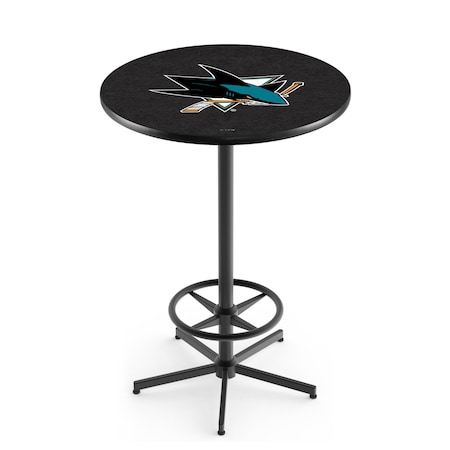 Holland Bar Stool Co 42" Black San Jose Sharks Pub Table L216B4236SJShar