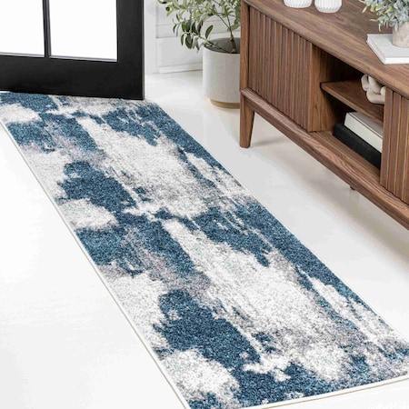 Jonathan Y Zoe Contemporary Bohemian Abstract Marble Navy/White 2 ft. x 8 ft. Runner Rug SEU302A-28