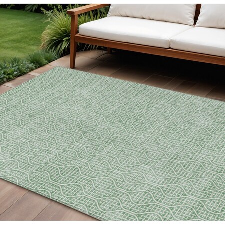 Homeroots 8' X 10' Sage And Gray Geometric Washable Indoor Outdoor Area Rug 595676