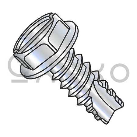 Oxoxo 8-18X1/2 Slotted Indented Hex Washer Thread Cutting Screw Type 25 Full Threaded Zinc Bake, 10000PK 123817
