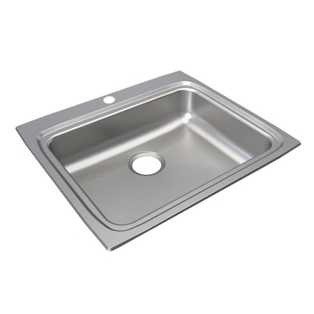 Elkay Sink, Drop-In Mount, 1 Hole, 21" x 15.75", Lustrous Satin LRAD2522601