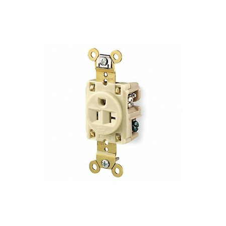 Hubbell Wiring Industrial 2-Pole 3-Wire 20A 125V 5-20R Receptacle, Ivory, Single Pack HBL5361I