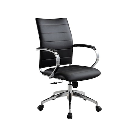 Homeroots Black and Silver Adjustable Height Swivel Rolling Office Chair 554027