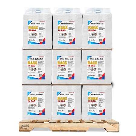 Supremeplus New White Knit T-Shirt Cleaning Rags, 1000 lbs. Pallet, 40 x 25 lbs. Bags, 40PK SP-1322