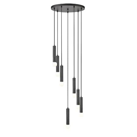 Z-Lite Stari 7-Light Chandelier, 18 in W, Matte Black 1956P-7R-MB