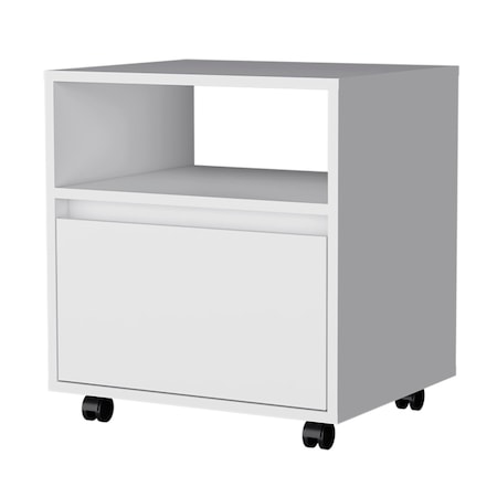 Homeroots 21" White Wood One Drawer Nightstand with Integrated Tech 518167