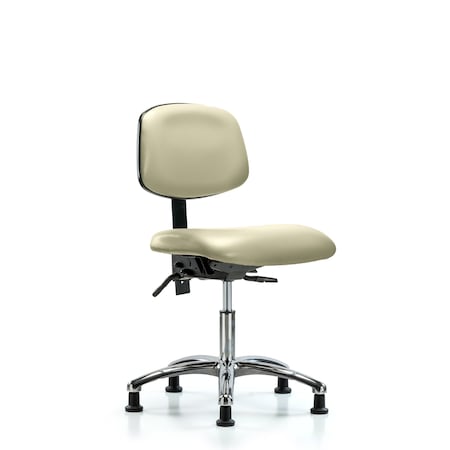 Blue Ridge Ergonomics Desk Chair Desk Chair, Vinyl, Chrome Glides, Wht, No Arms, 18" to 23" Height, Vinyl, Adobe White BR-VDHCH-CR-T0-A0-RG-8501