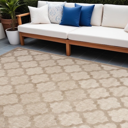Homeroots 7' X 10' Beige Indoor Outdoor Area Rug 522137