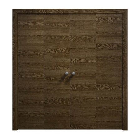 Sartodoors Sliding Closet Double Bi-fold Doors 96 x 80 inches, Ego 5000 Marble Oak, Sturdy Tracks Moldings Tr EGO5000DBF-DMR-96x80 (4* 24x80)