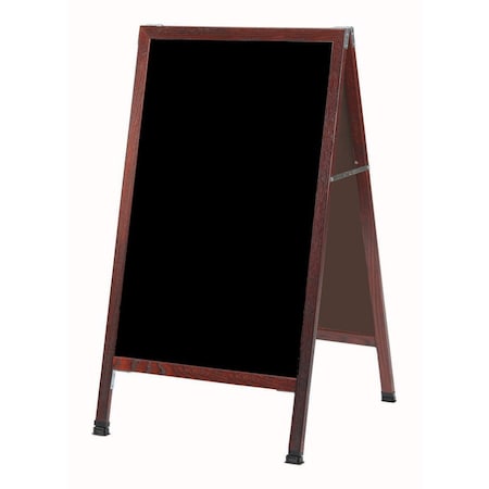 Aarco A-Frame Sidewalk Board, Black Porcelain Markerboard Solid Red Oak Frame w/ Cherry Stain, 42''Hx24''W MA-5SB
