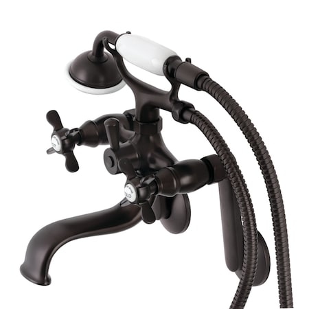 Kingston Brass Tub Wall Mount Clawfoot Tub Faucet with Hand Shower, Oil Rubbed Bronze KS249ORB