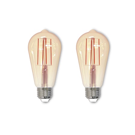 Bulbrite 7 Watt Dimmable Antique Filament ST18 Medium E26 LED Bulb, 2 PK 861410
