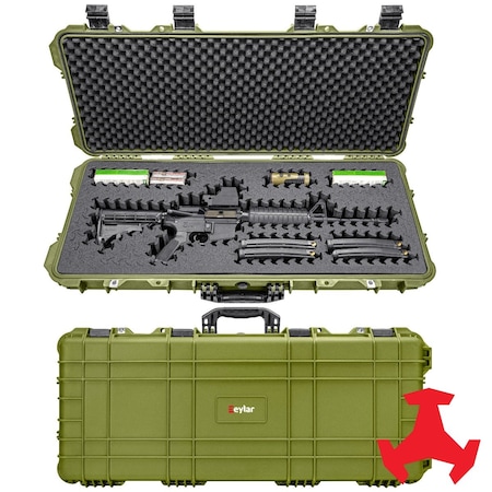 Eylar 38in Hard Rifle Case Equipped With Ragar Reconfigurable & Reusable XP Crosslinked Foam Insert SA00013-GRN-RG-XP
