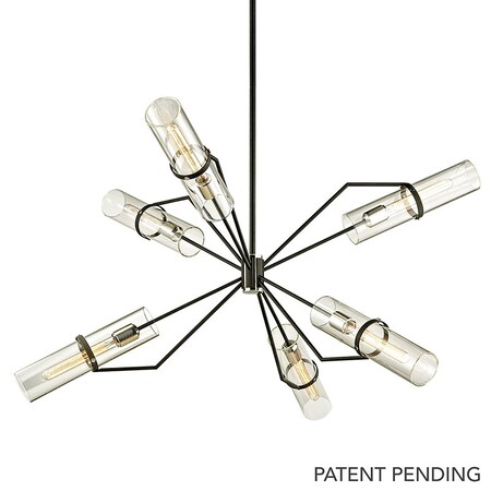 Troy Lighting Raef 6 Light Chandelier 50 In. Textured Black & Polish Nickel F6328-TBK/PN