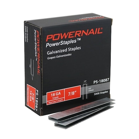 Powernail Powernail PowerStaples PS18087 Fine Wire Staple, 1/4 in W Crown, 7/8 in L Leg, 18 ga, Carbon Steel PS18087-10PK