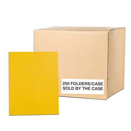 Roaring Spring Case of Yellow Pocket Folders w/Prongs, 11.75"x9.5", Twin Pockets hold 25 sheets ea, 11 pt tag board, PK250 54125cs