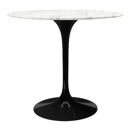 Homeroots 32" White And Black Marble And Metal Dining Table 520852