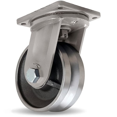 Hamilton Maxi-Duty Swivel Caster, 10" x 4" Forged Steel V-Grooved Wheel, 1 1/2" Straight Roller Bearing S-MD-104FVH