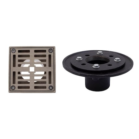 Mountain Plumbing 4" Square Complete Shower Drain - ABS in Tuscan Brass MT506A/TB