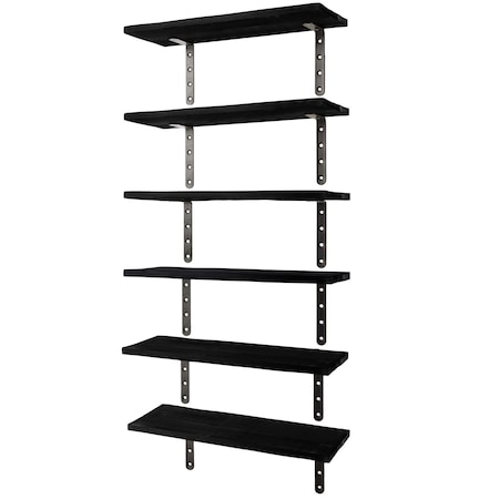 Lavish Home Floating Wood Shelves Set of 6 Shelves for Living Room, Kitchen, Bedroom, or Bathroom Decor 80-FLT-21