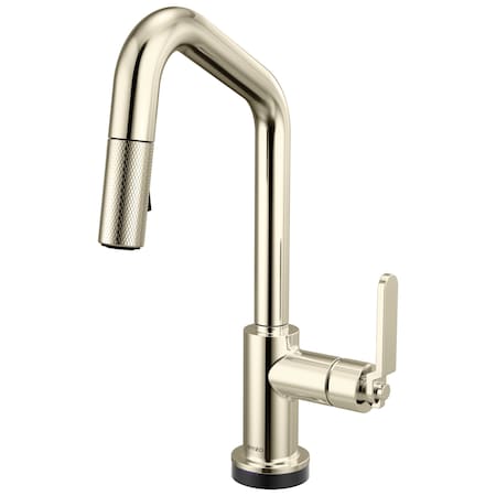 Brizo Litze Smarttouch Pull-Down Prep Faucet with Angle Spout, Industrial Handle Polished Nickel 64964LF-PN