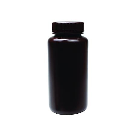 United Scientific Reagent Bottle - Wide Mouth - 500 ml, Amber, HDPE, 12PK 33465
