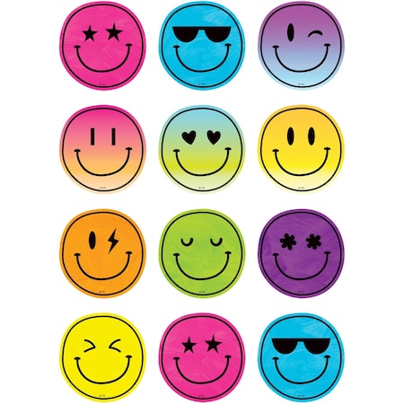 Teacher Created Resources Brights 4Ever Smiley Faces Mini Accents, 36-Piece Set, 6PK 6934