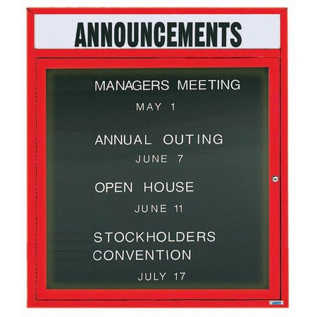 Aarco Illuminated Outdoor Enclosed Directory w/ Al Frame Header, Powder Coated Red, 36''Hx30''W OADC3630HIR